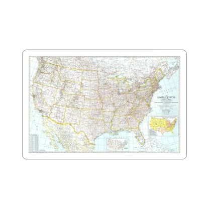 USA - The United States (1940) (Map) STICKER Vinyl Kiss-Cut Decal 6 Inch White - The Sticker Space