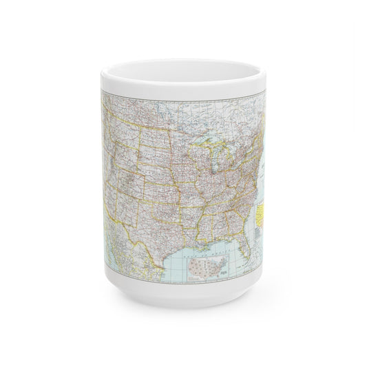 USA - The United States (1940) (Map) White Coffee Mug-15oz-The Sticker Space