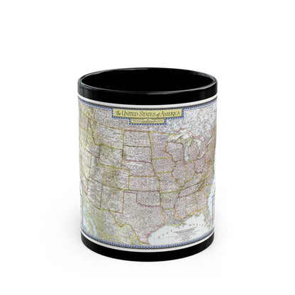 USA - The United States (1946) (Map) Black Coffee Mug-11oz-The Sticker Space