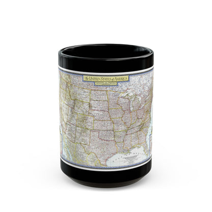 USA - The United States (1946) (Map) Black Coffee Mug-15oz-The Sticker Space