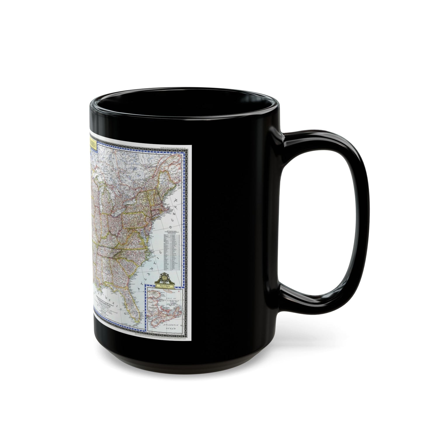 USA - The United States (1946) (Map) Black Coffee Mug-The Sticker Space