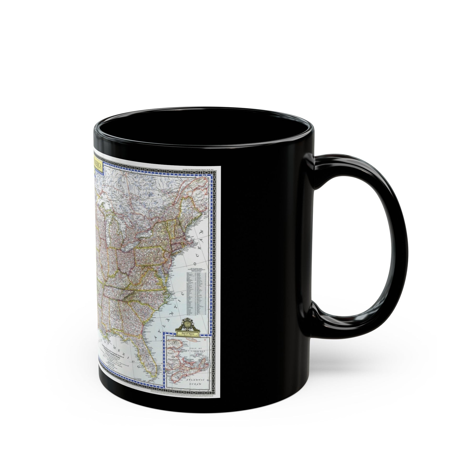 USA - The United States (1946) (Map) Black Coffee Mug-The Sticker Space