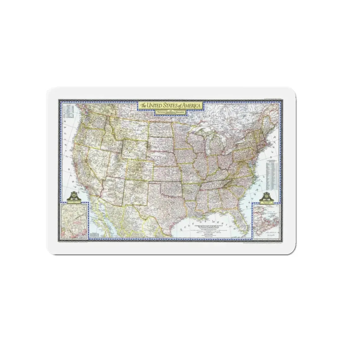 USA - The United States (1946) (Map) Refrigerator Magnet 3 Inch - The Sticker Space