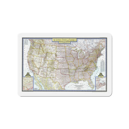 USA - The United States (1946) (Map) Refrigerator Magnet-3" x 3"-The Sticker Space