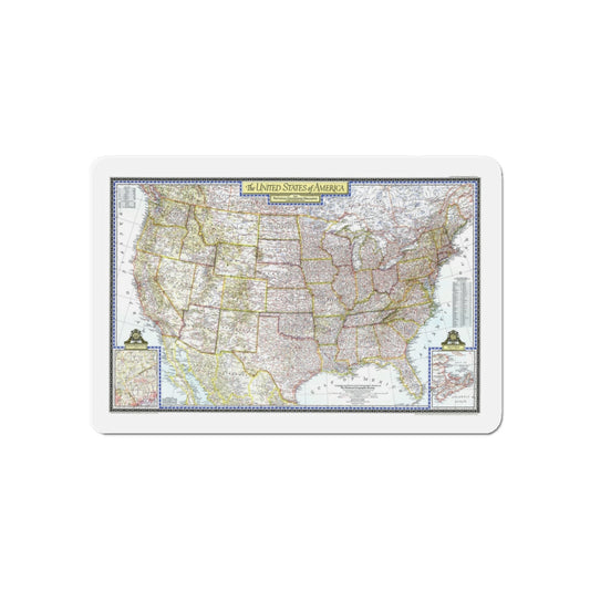 USA - The United States (1946) (Map) Refrigerator Magnet-6 × 6"-The Sticker Space