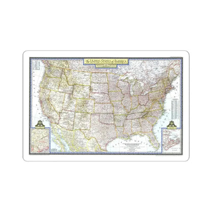 USA - The United States (1946) (Map) STICKER Vinyl Kiss-Cut Decal 3 Inch White - The Sticker Space