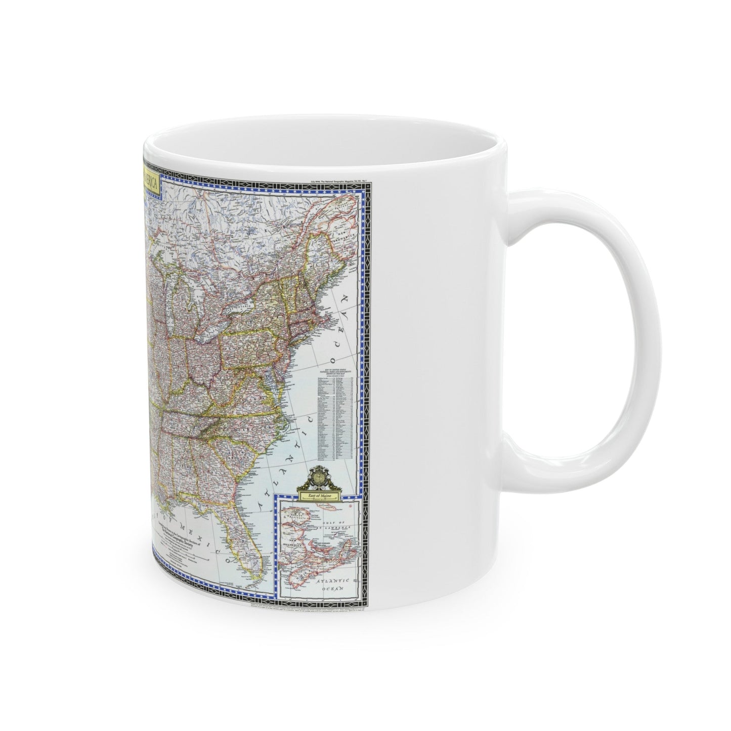 USA - The United States (1946) (Map) White Coffee Mug-The Sticker Space