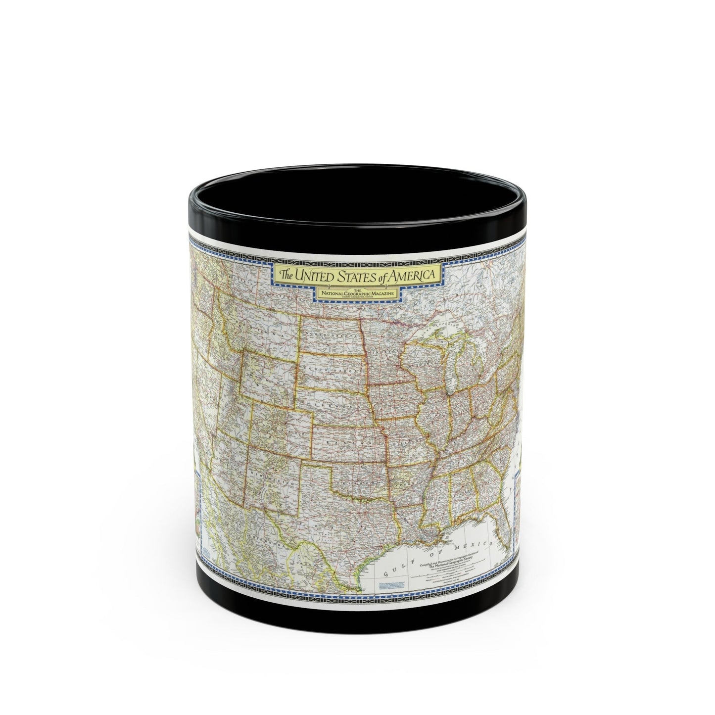 USA - The United States (1951) (Map) Black Coffee Mug-11oz-The Sticker Space