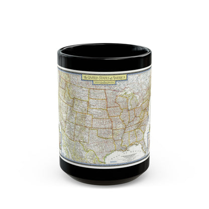 USA - The United States (1951) (Map) Black Coffee Mug-15oz-The Sticker Space