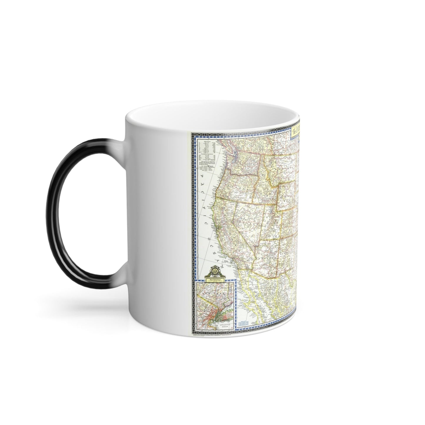 USA - The United States (1951) (Map) Color Changing Mug 11oz-11oz-The Sticker Space