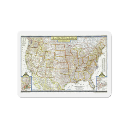 USA - The United States (1951) (Map) Refrigerator Magnet-2" x 2"-The Sticker Space