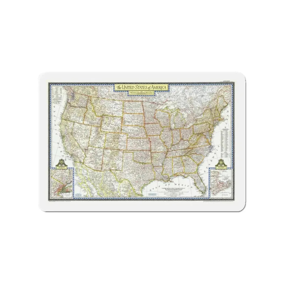 USA - The United States (1951) (Map) Refrigerator Magnet 3 Inch - The Sticker Space