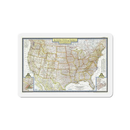 USA - The United States (1951) (Map) Refrigerator Magnet-3" x 3"-The Sticker Space