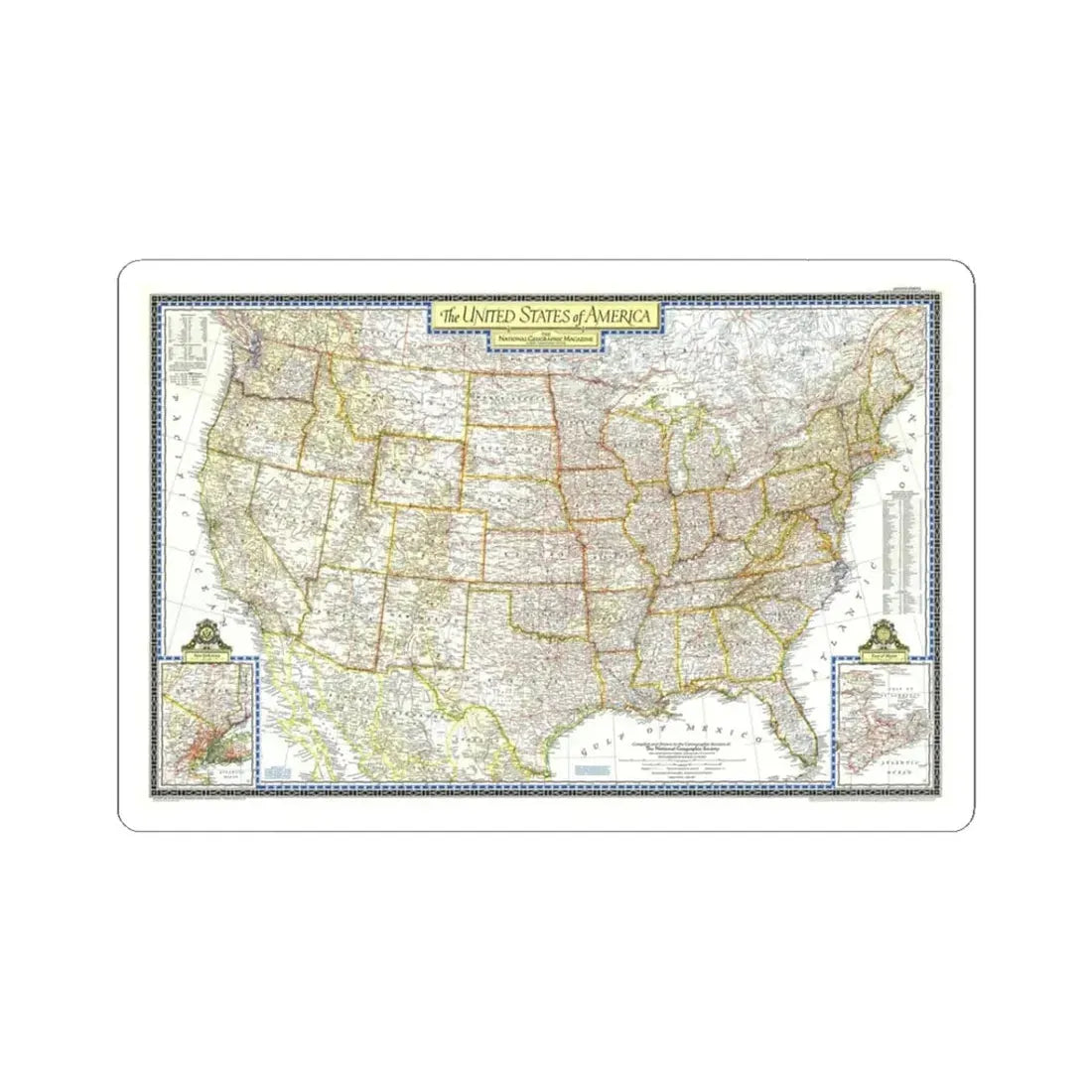 USA - The United States (1951) (Map) STICKER Vinyl Kiss-Cut Decal 3 Inch White - The Sticker Space