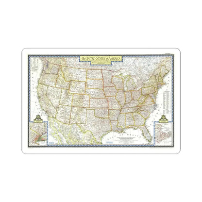 USA - The United States (1951) (Map) STICKER Vinyl Kiss-Cut Decal 6 Inch White - The Sticker Space