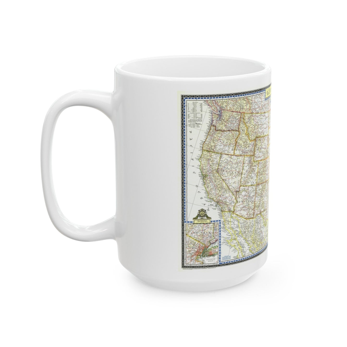 USA - The United States (1951) (Map) White Coffee Mug-The Sticker Space