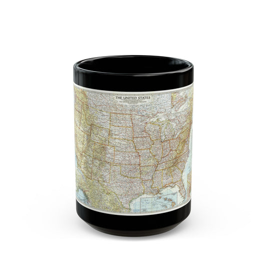 USA - The United States (1956) (Map) Black Coffee Mug-15oz-The Sticker Space