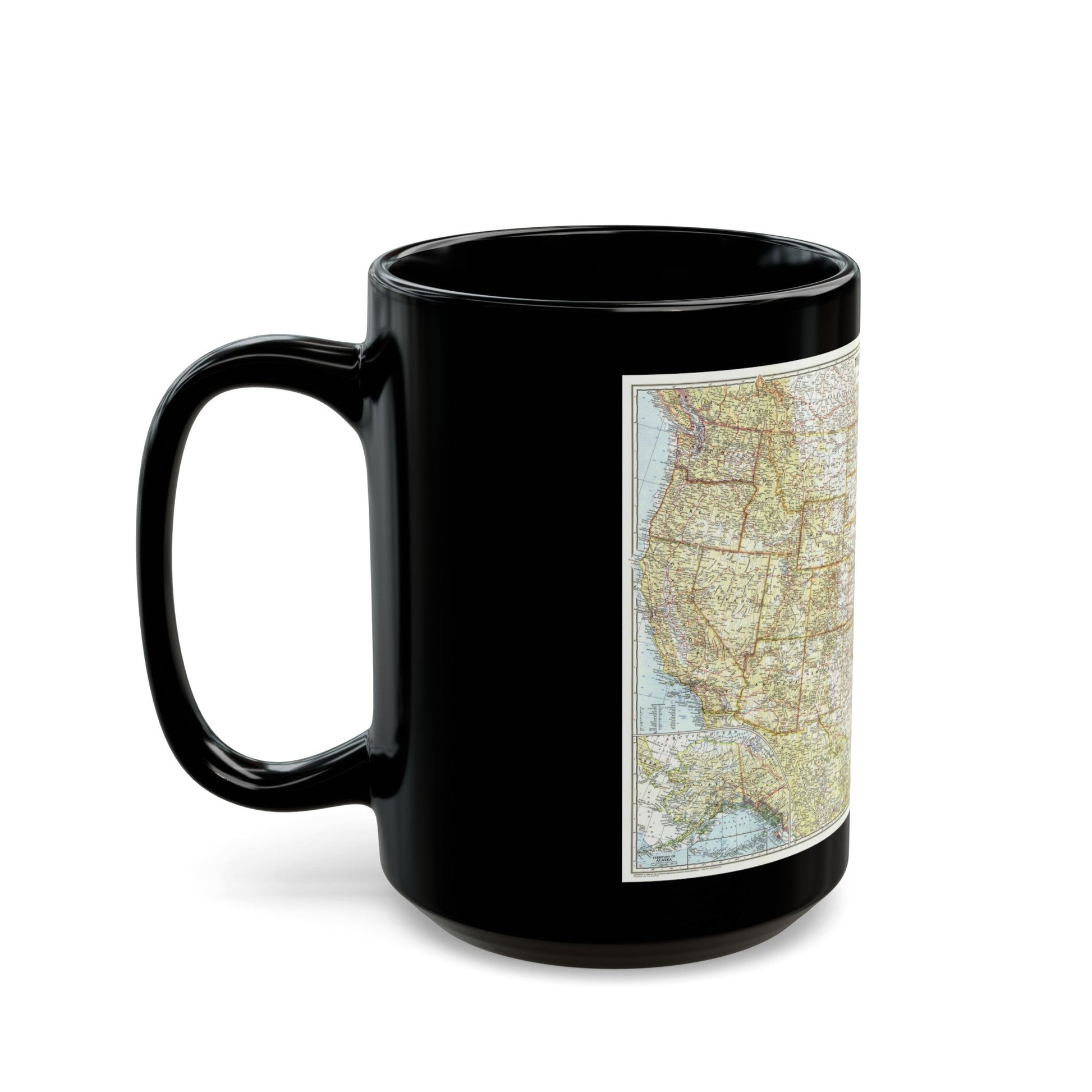 USA - The United States (1956) (Map) Black Coffee Mug-The Sticker Space