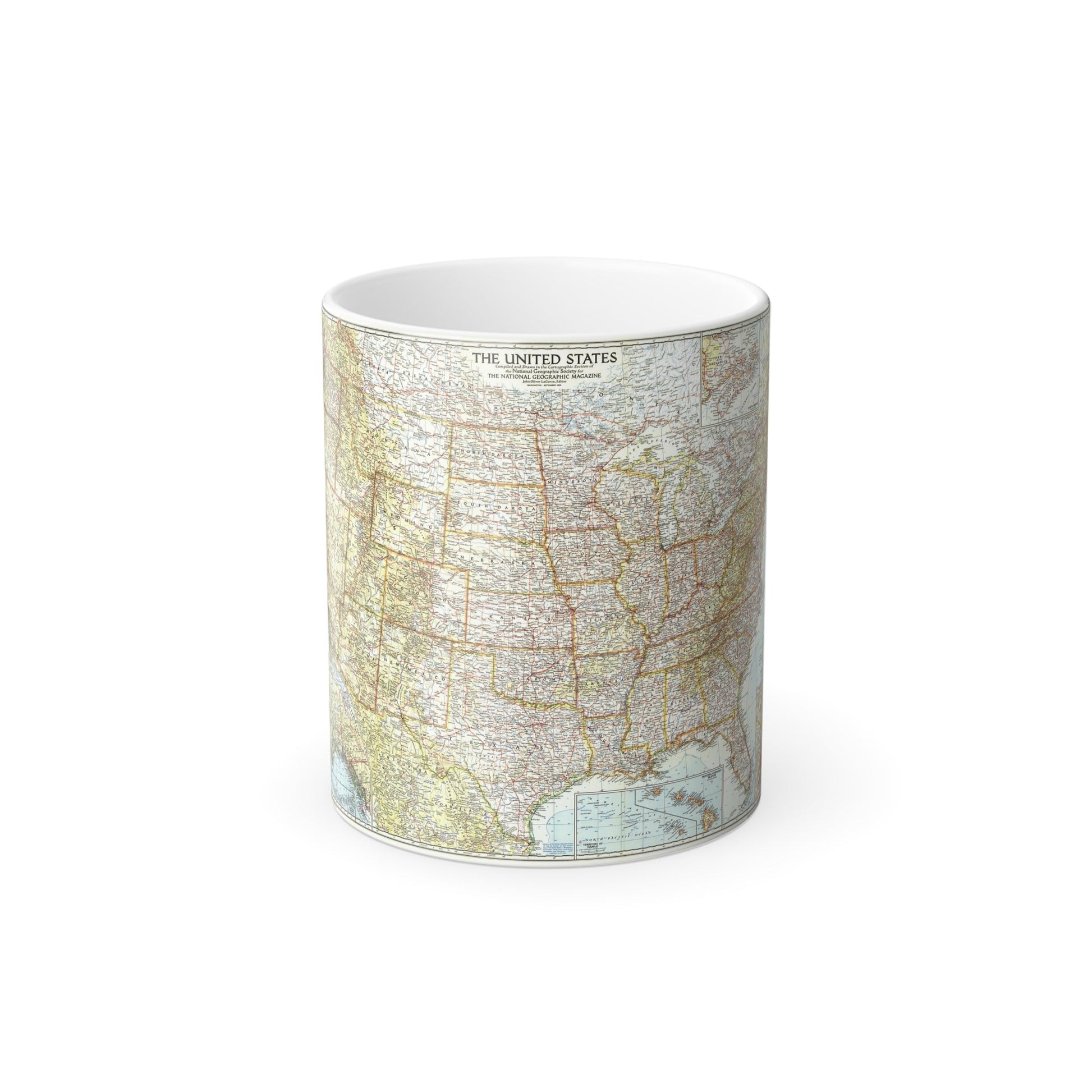 USA - The United States (1956) (Map) Color Changing Mug 11oz-11oz-The Sticker Space