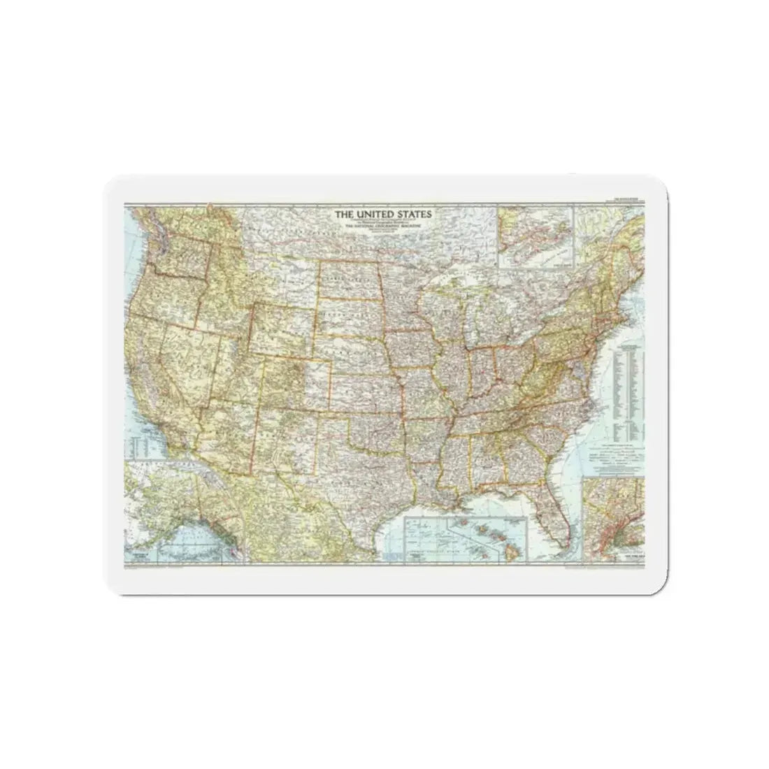 USA - The United States (1956) (Map) Refrigerator Magnet 2 Inch - The Sticker Space