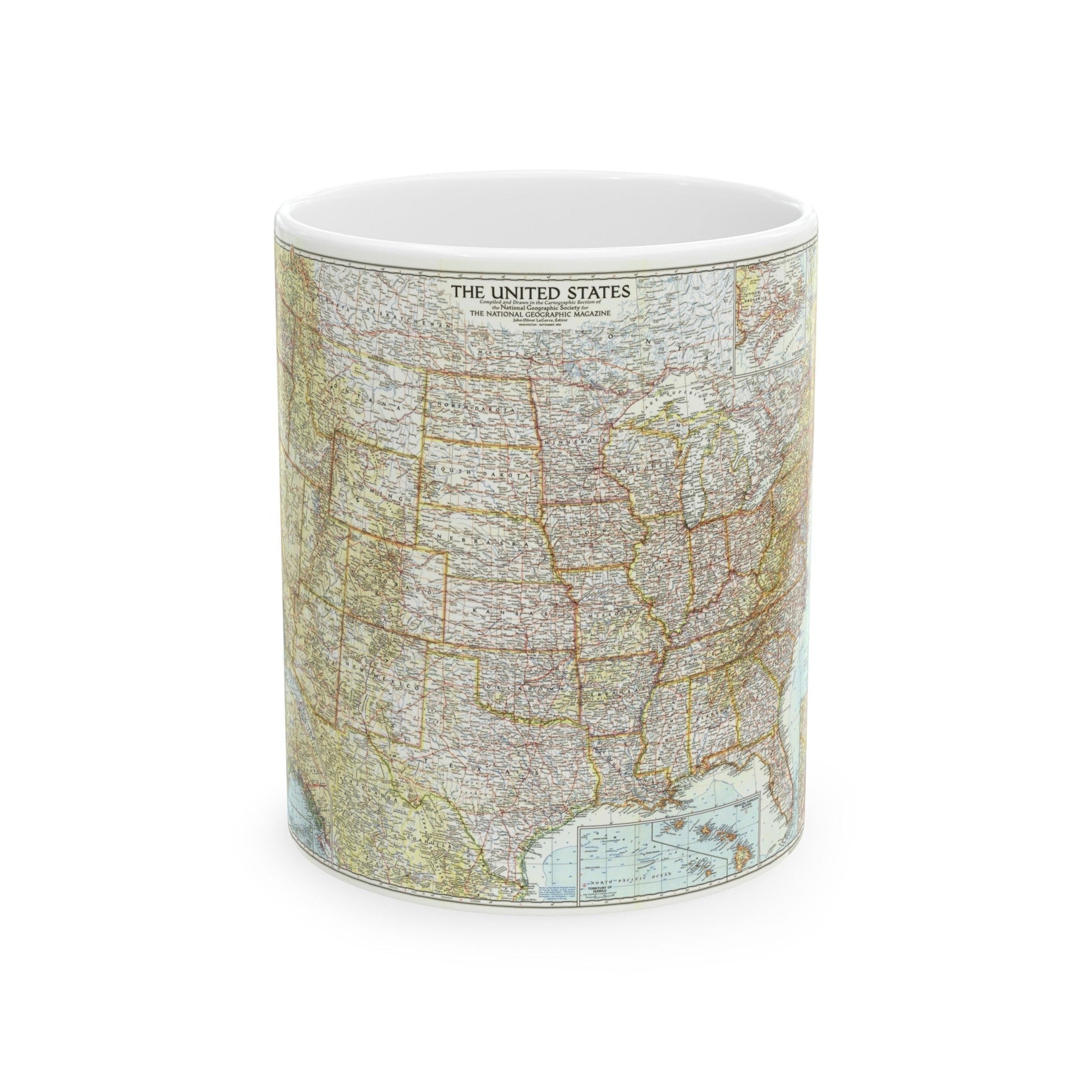 USA - The United States (1956) (Map) White Coffee Mug-11oz-The Sticker Space