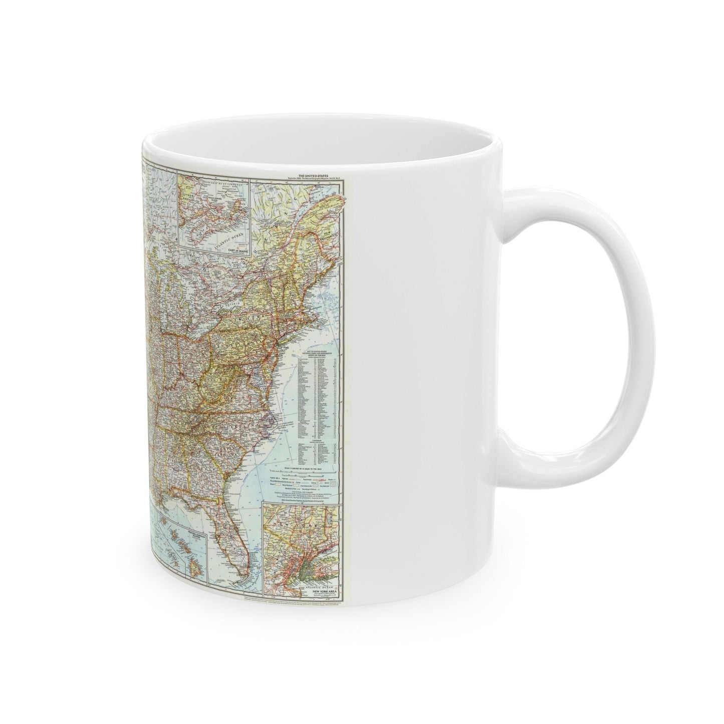 USA - The United States (1956) (Map) White Coffee Mug-The Sticker Space