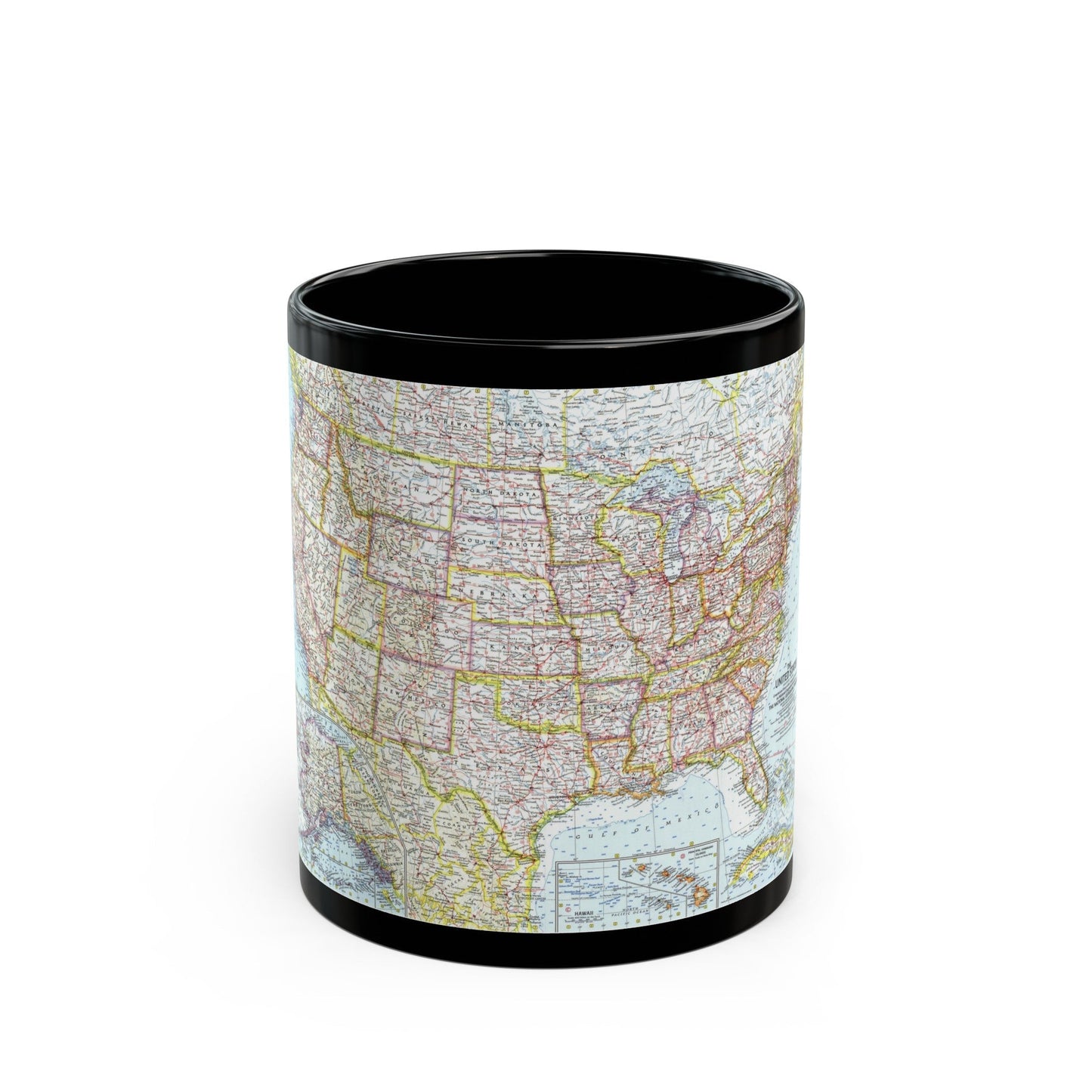 USA - The United States (1961) (Map) Black Coffee Mug-11oz-The Sticker Space