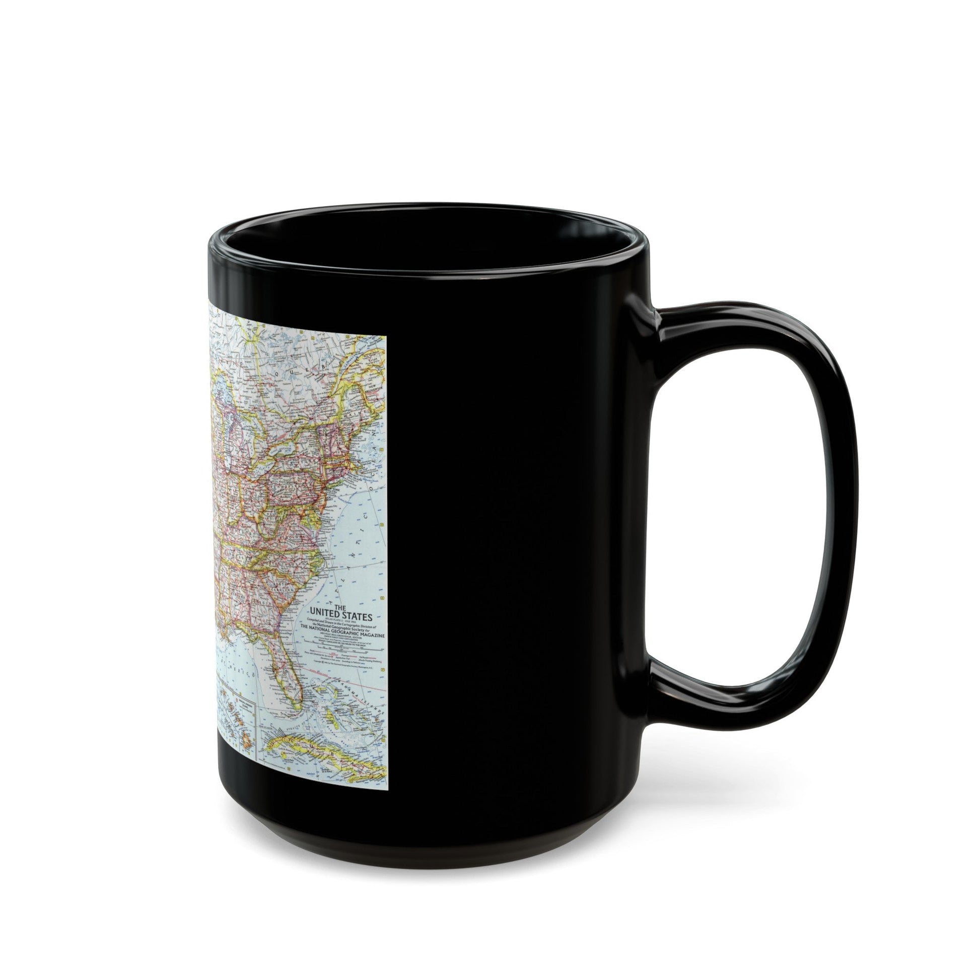 USA - The United States (1961) (Map) Black Coffee Mug-The Sticker Space