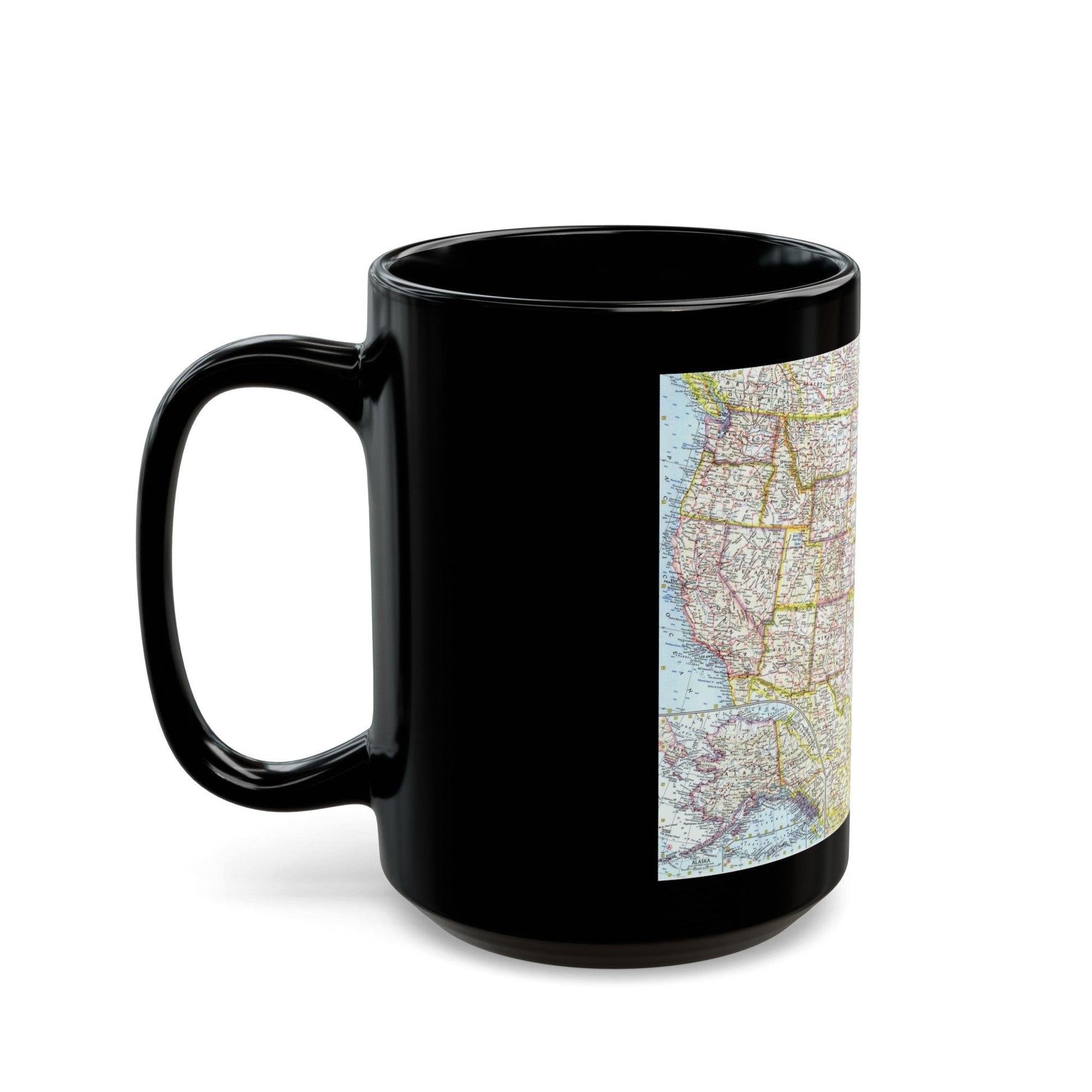 USA - The United States (1961) (Map) Black Coffee Mug-The Sticker Space