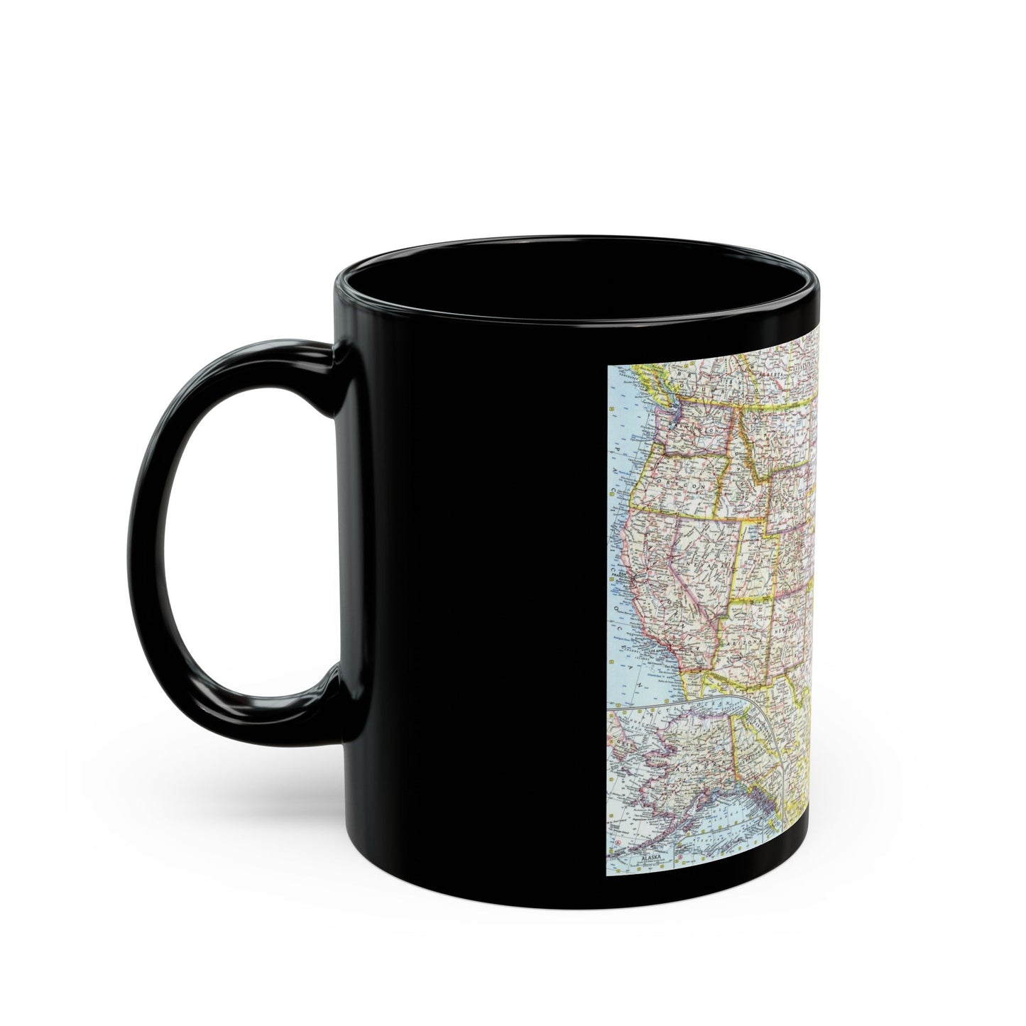 USA - The United States (1961) (Map) Black Coffee Mug-The Sticker Space