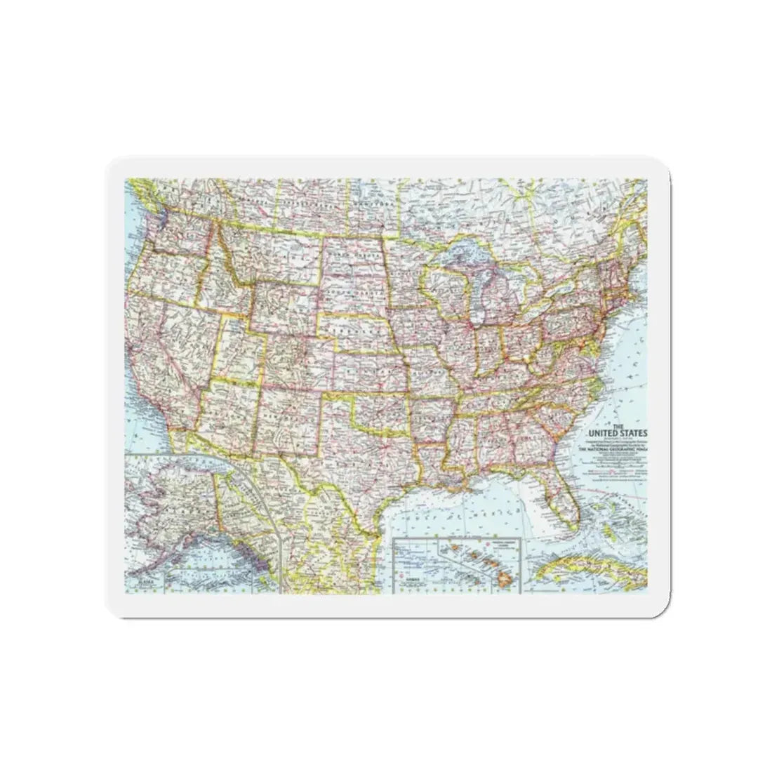 USA - The United States (1961) (Map) Refrigerator Magnet 2 Inch - The Sticker Space