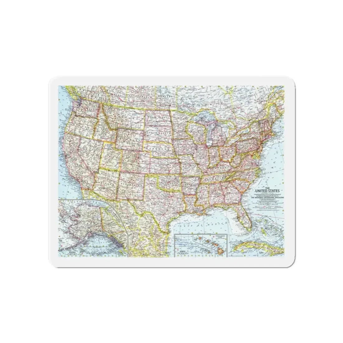 USA - The United States (1961) (Map) Refrigerator Magnet 4 Inch - The Sticker Space