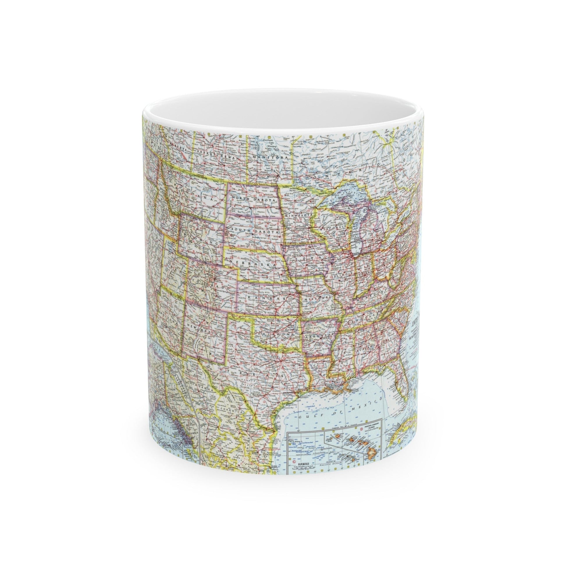 USA - The United States (1961) (Map) White Coffee Mug-11oz-The Sticker Space