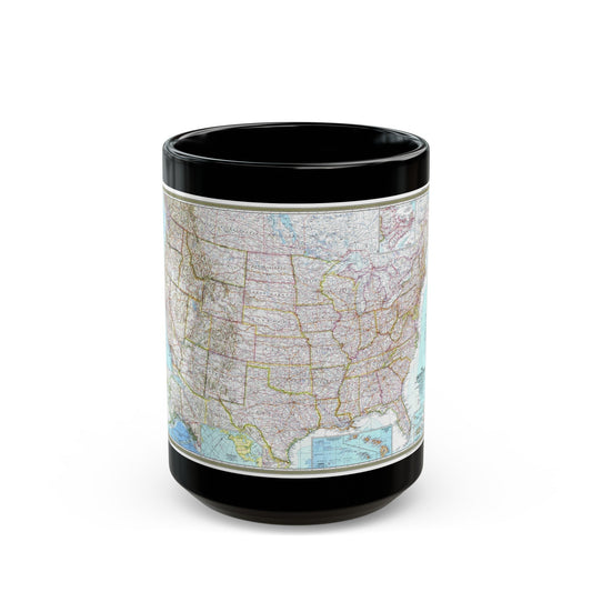 USA - The United States (1968) (Map) Black Coffee Mug-15oz-The Sticker Space