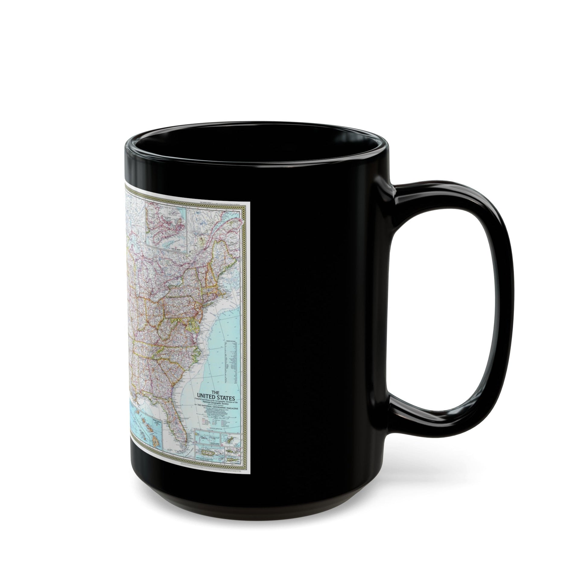 USA - The United States (1968) (Map) Black Coffee Mug-The Sticker Space