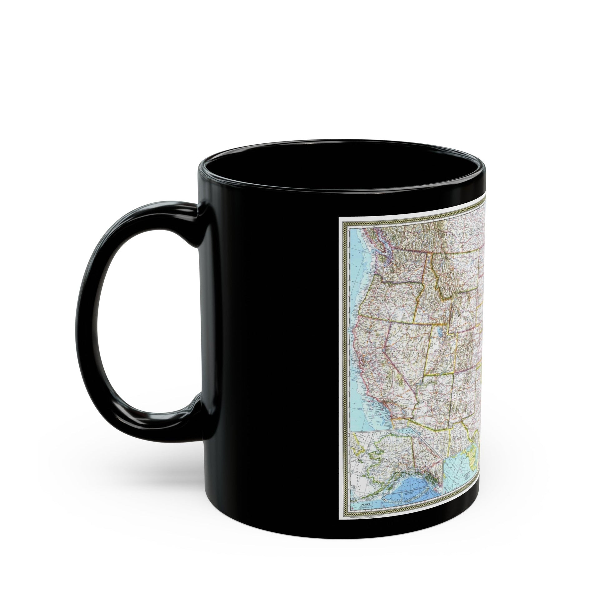 USA - The United States (1968) (Map) Black Coffee Mug-The Sticker Space