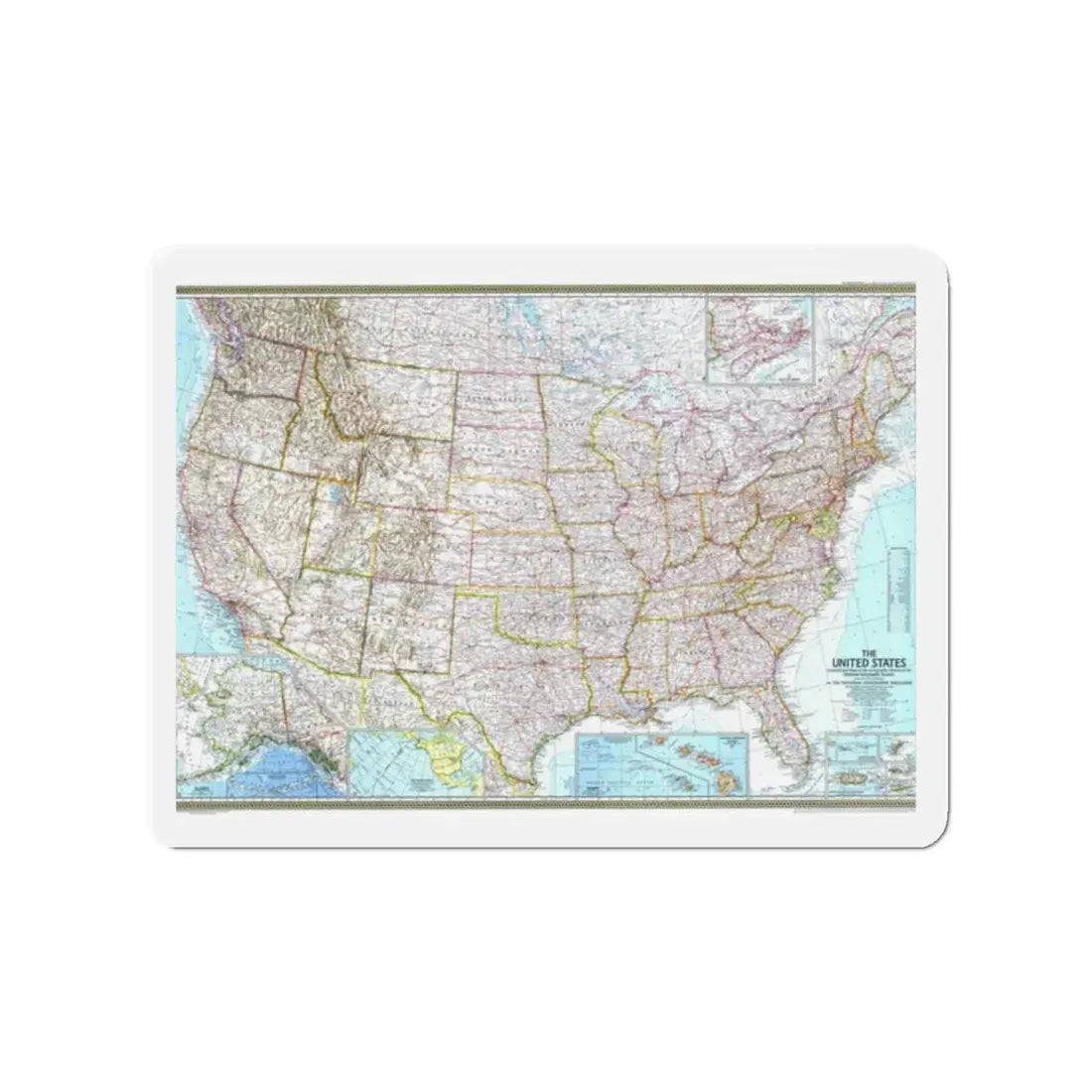 USA - The United States (1968) (Map) Refrigerator Magnet 2 Inch - The Sticker Space