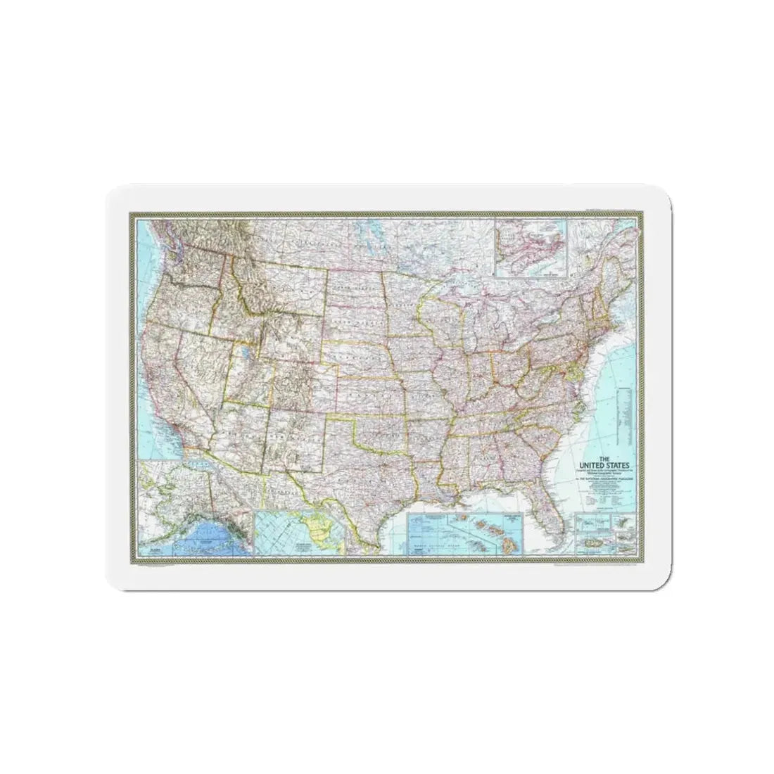USA - The United States (1968) (Map) Refrigerator Magnet 3 Inch - The Sticker Space