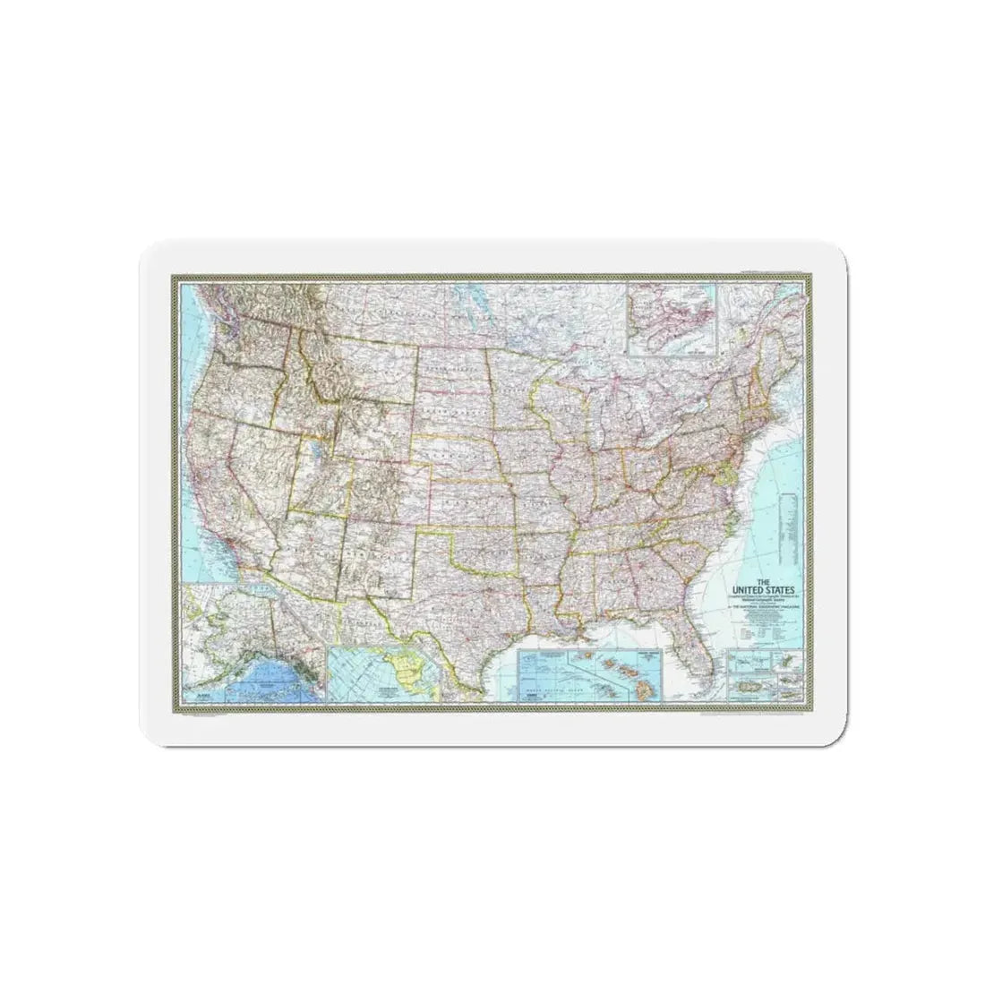 USA - The United States (1968) (Map) Refrigerator Magnet 4 Inch - The Sticker Space