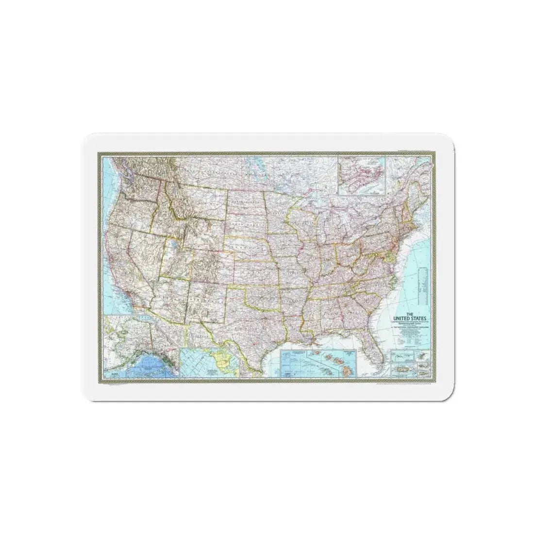 USA - The United States (1968) (Map) Refrigerator Magnet 6 Inch - The Sticker Space
