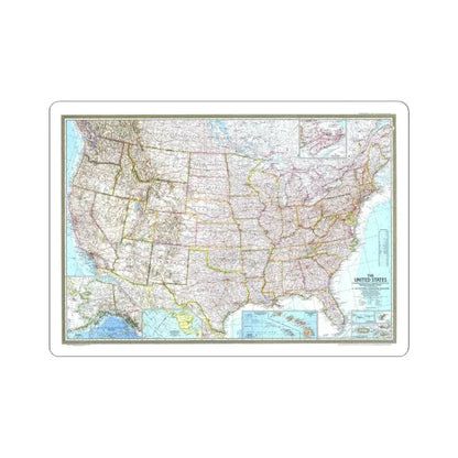 USA - The United States (1968) (Map) STICKER Vinyl Kiss-Cut Decal 3 Inch White - The Sticker Space