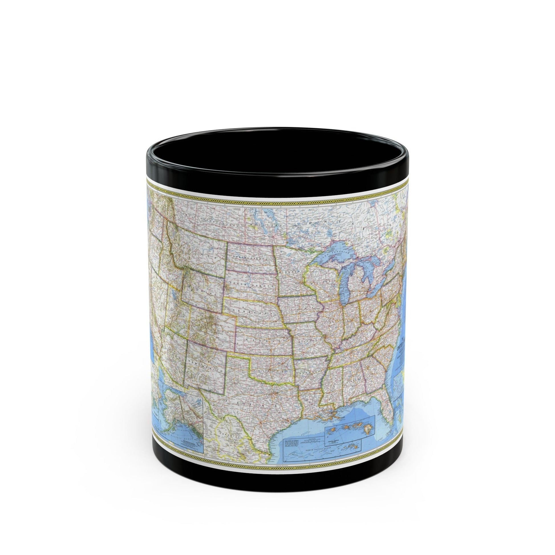 USA - The United States (1976) (Map) Black Coffee Mug-11oz-The Sticker Space