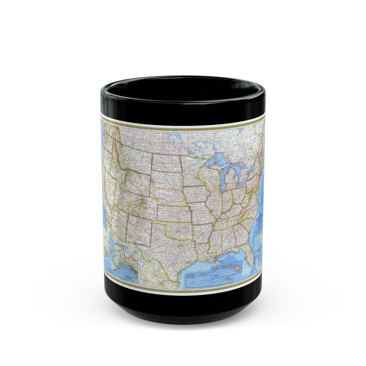 USA - The United States (1976) (Map) Black Coffee Mug-15oz-The Sticker Space