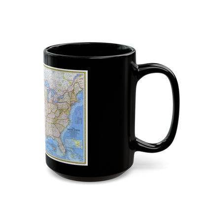 USA - The United States (1976) (Map) Black Coffee Mug-The Sticker Space