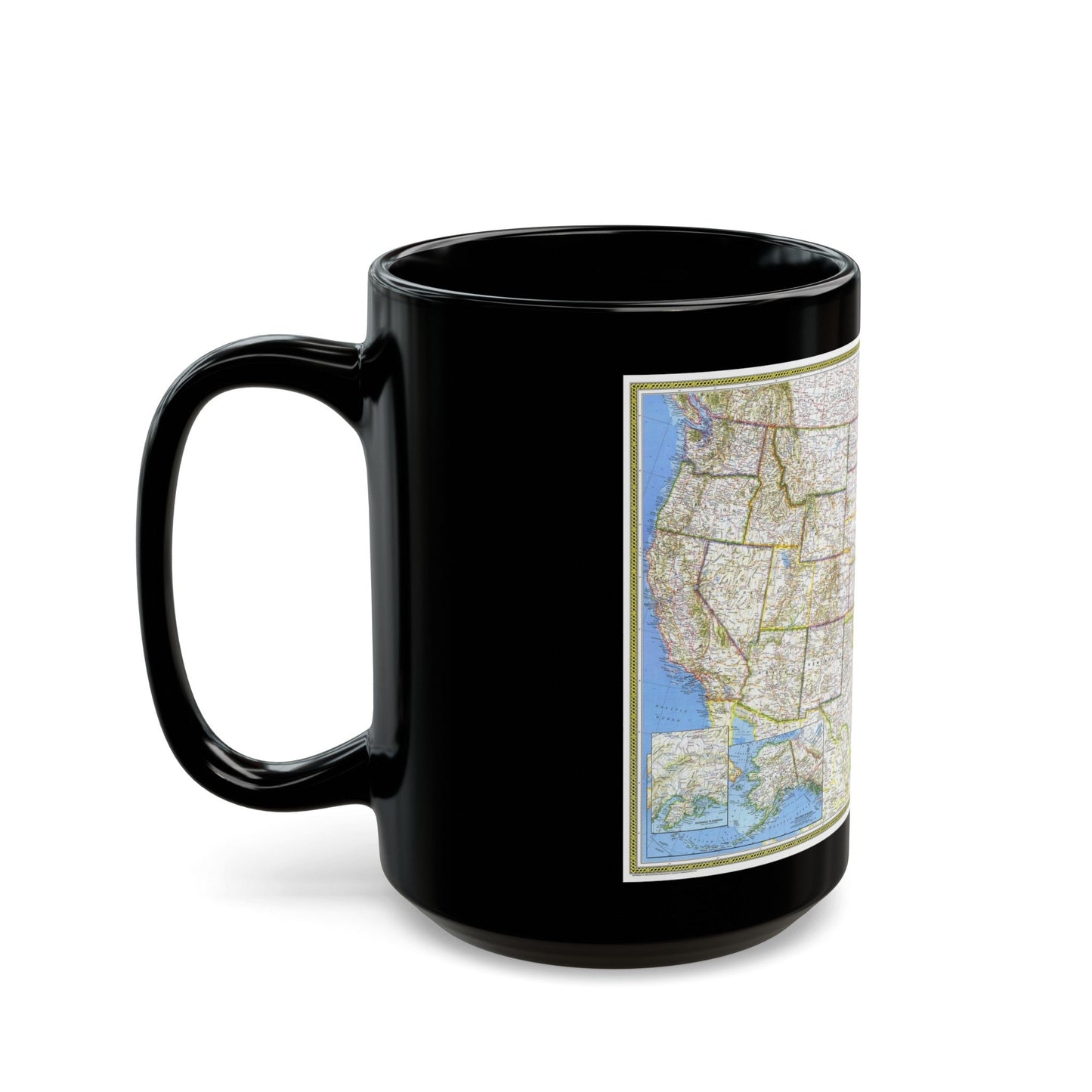 USA - The United States (1976) (Map) Black Coffee Mug-The Sticker Space