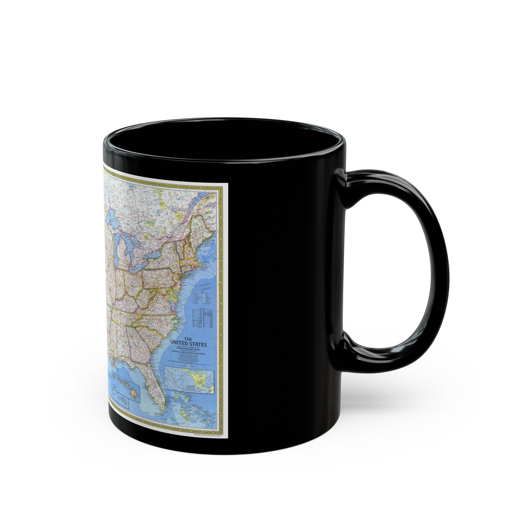 USA - The United States (1976) (Map) Black Coffee Mug-The Sticker Space