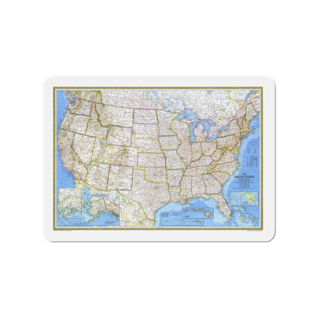 USA - The United States (1976) (Map) Refrigerator Magnet-3" x 3"-The Sticker Space