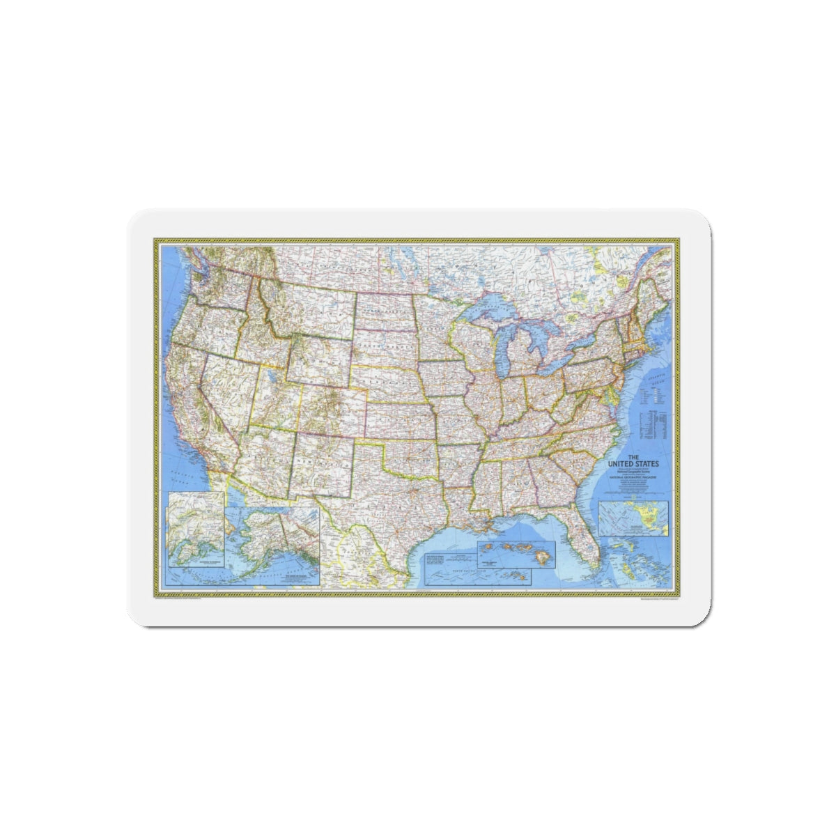 USA - The United States (1976) (Map) Refrigerator Magnet-6 × 6"-The Sticker Space