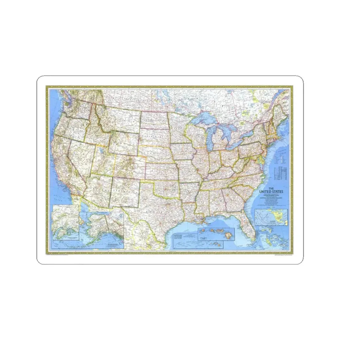 USA - The United States (1976) (Map) STICKER Vinyl Kiss-Cut Decal 6 Inch White - The Sticker Space