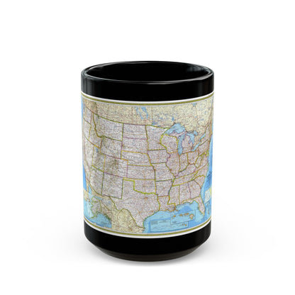 USA - The United States (1982) (Map) Black Coffee Mug-15oz-The Sticker Space